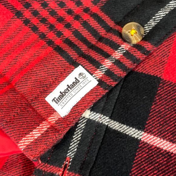 Timberland Red Plaid Quilted Flannel Jacket Men’s S Workwear Shacket NWOT - Picture 9 of 13